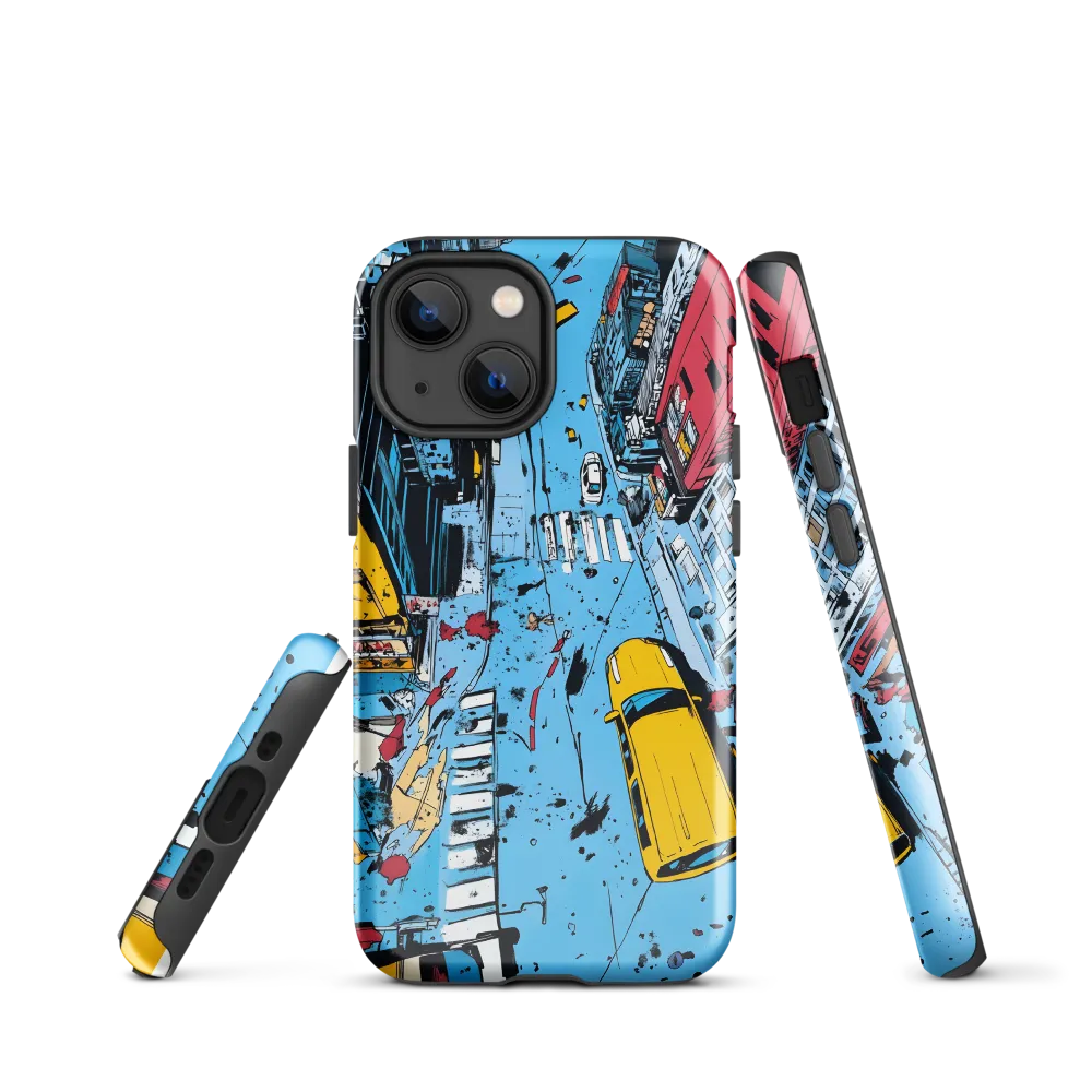 Urban Chaos: Aerial View of City Life | Phone Case |  13 mini | Tough Case | Glossy