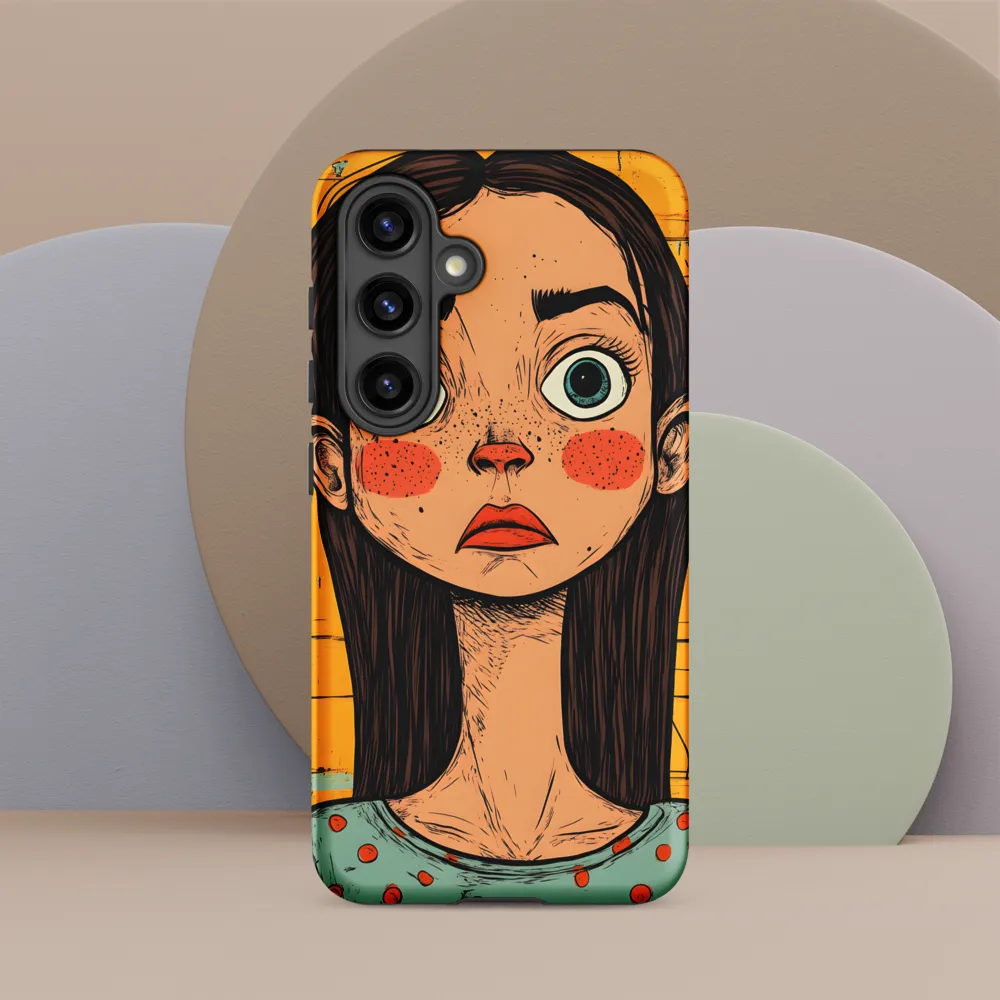 Wide-Eyed Portrait on Distressed Yellow Planks