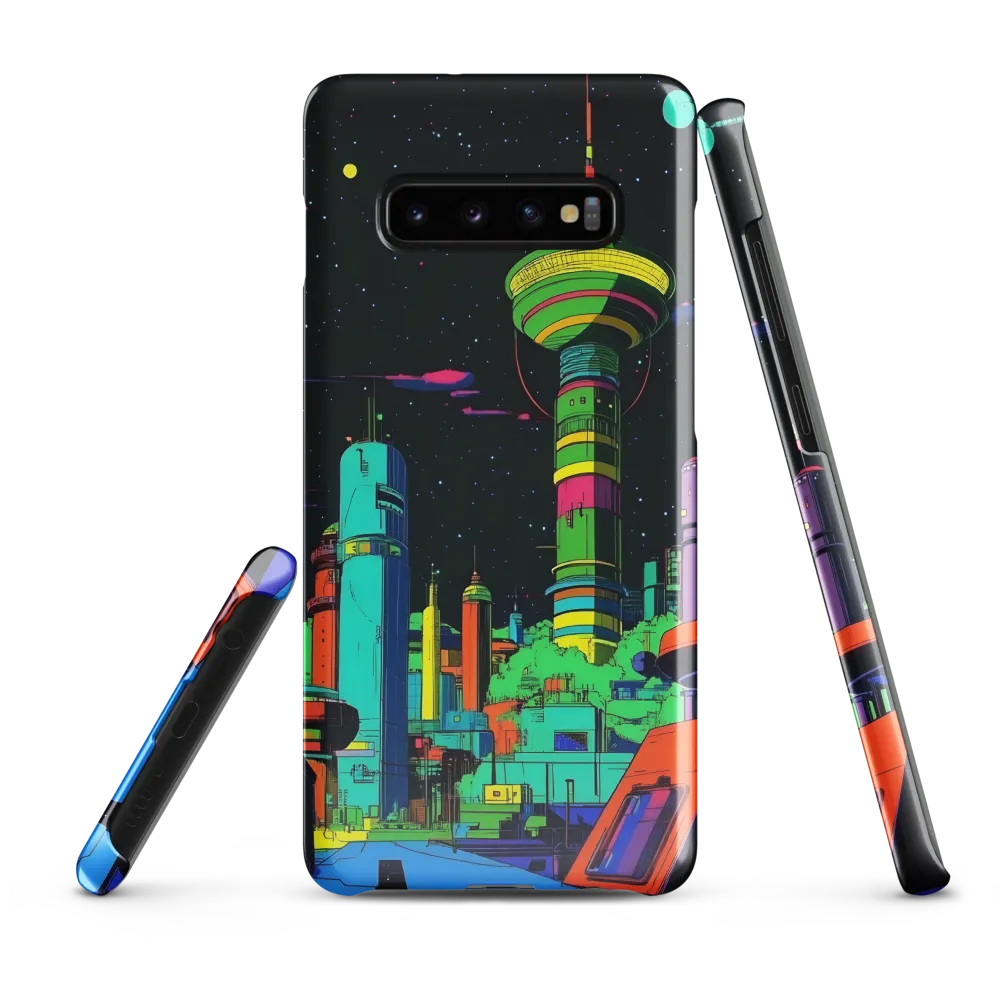 Neon Dreams: A Futuristic Cityscape | Phone Case |  S10 Plus | Snap Case | Glossy