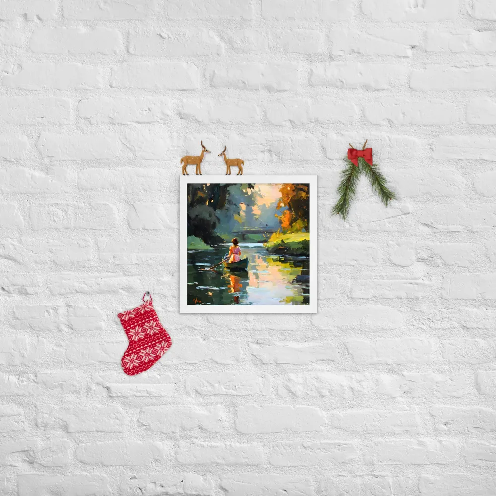 Rowing at Dusk 
 Poster with White Frame | 14″x 14″