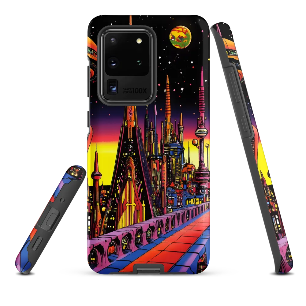 Futuristic Cosmos: A Journey Through Neon Cities | Phone Case |  S20 Ultra | Tough Case | Matte