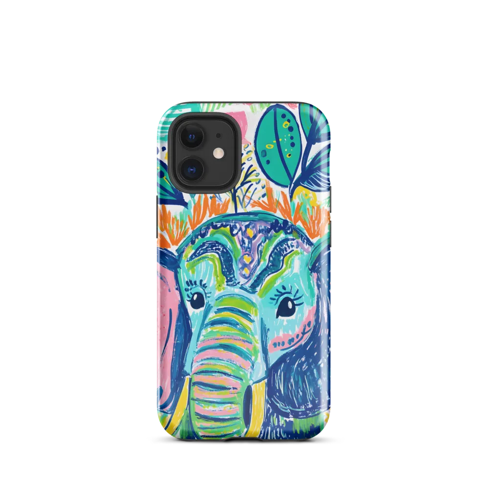 Whimsical Elephant Portrait | Phone Case |  12 mini | Tough Case | Glossy
