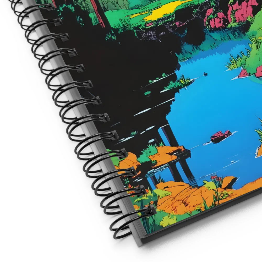 Tranquil Reflections: A Vibrant Landscape | Spiral Notebook