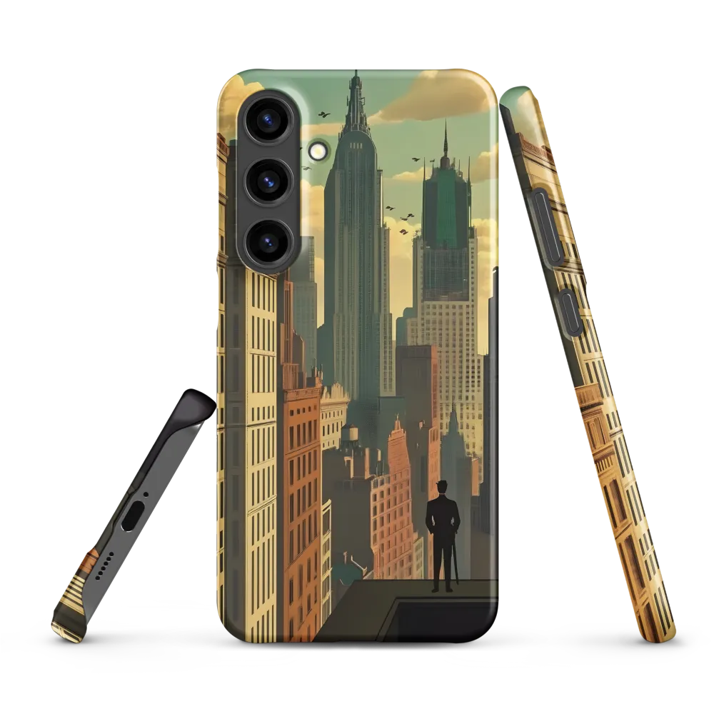 Urban Dreams: A Silhouette in Art Deco Cityscape