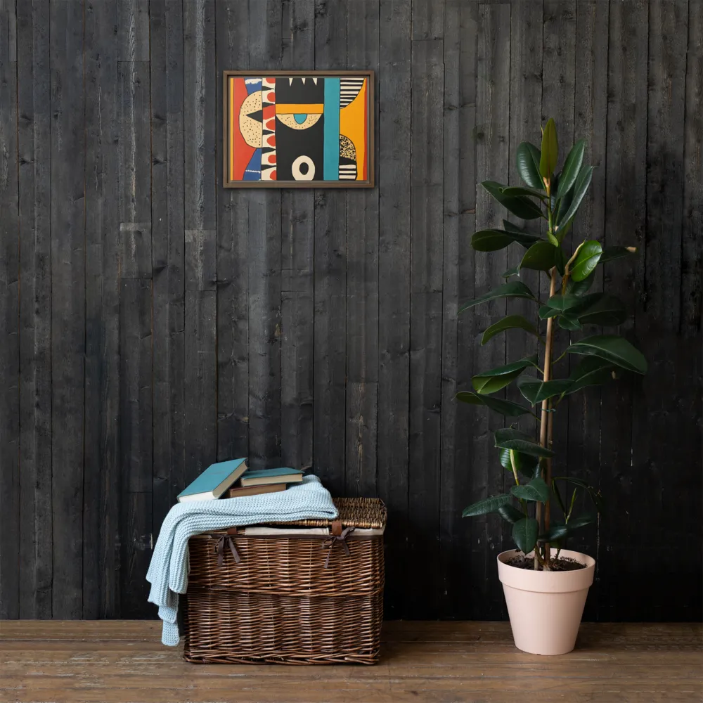 Playful Geometry: A Modern Abstract Exploration | Canvas with Brown Frame | 12″×16″