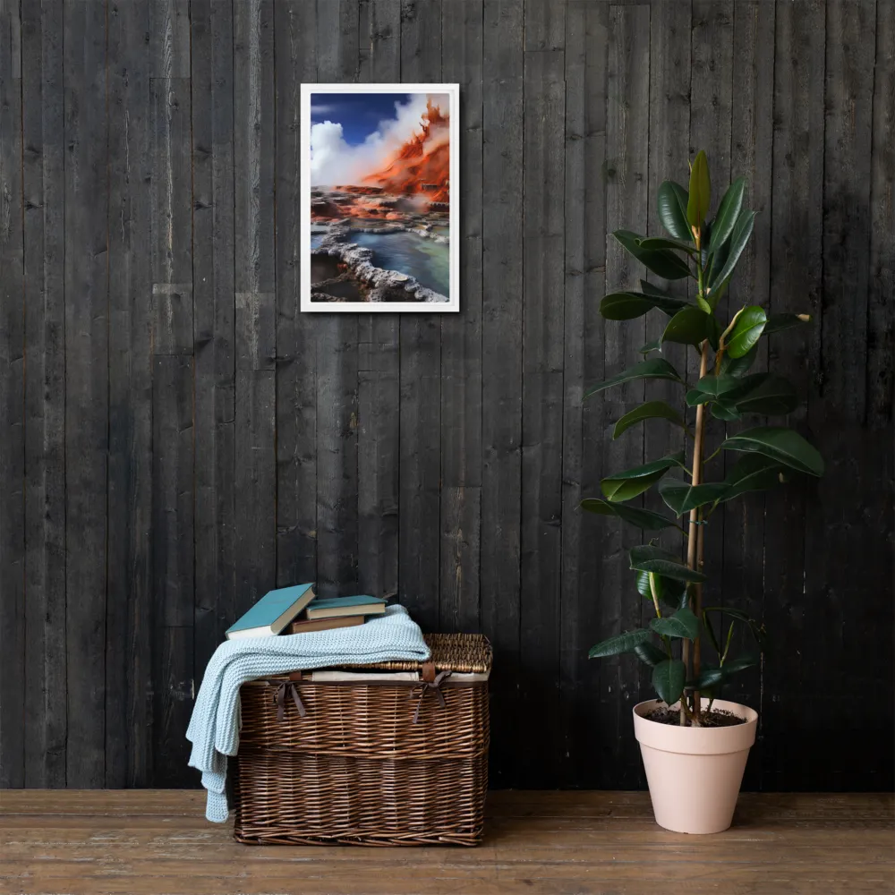 Nature's Fury: The Volcano's Expression | Canvas with White Frame | 12″×18″