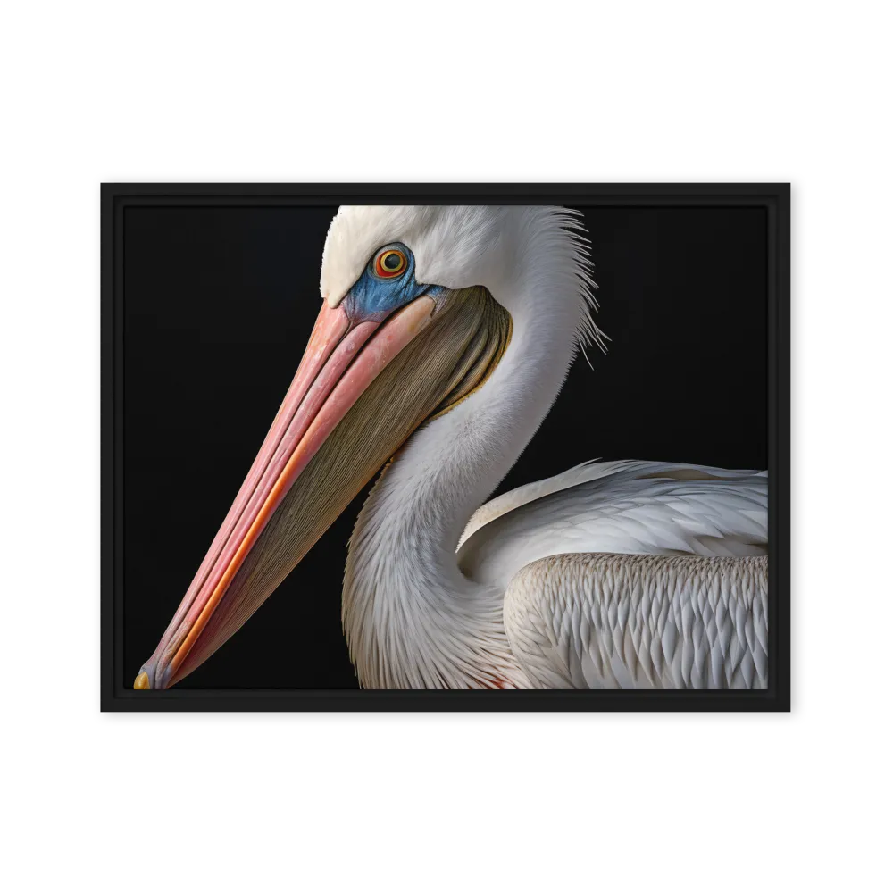 Elegance in White: The Pelican | Canvas with Black Frame | 18″×24″