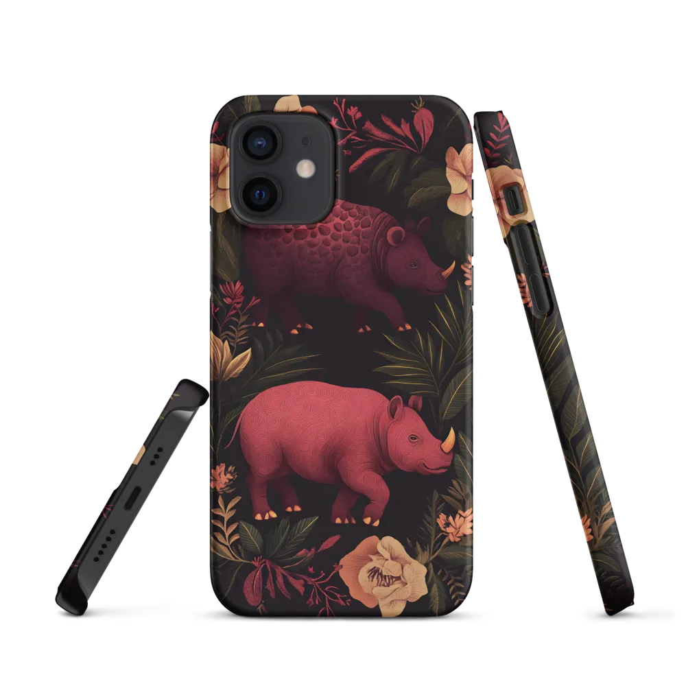Rhinos in Floral Embrace