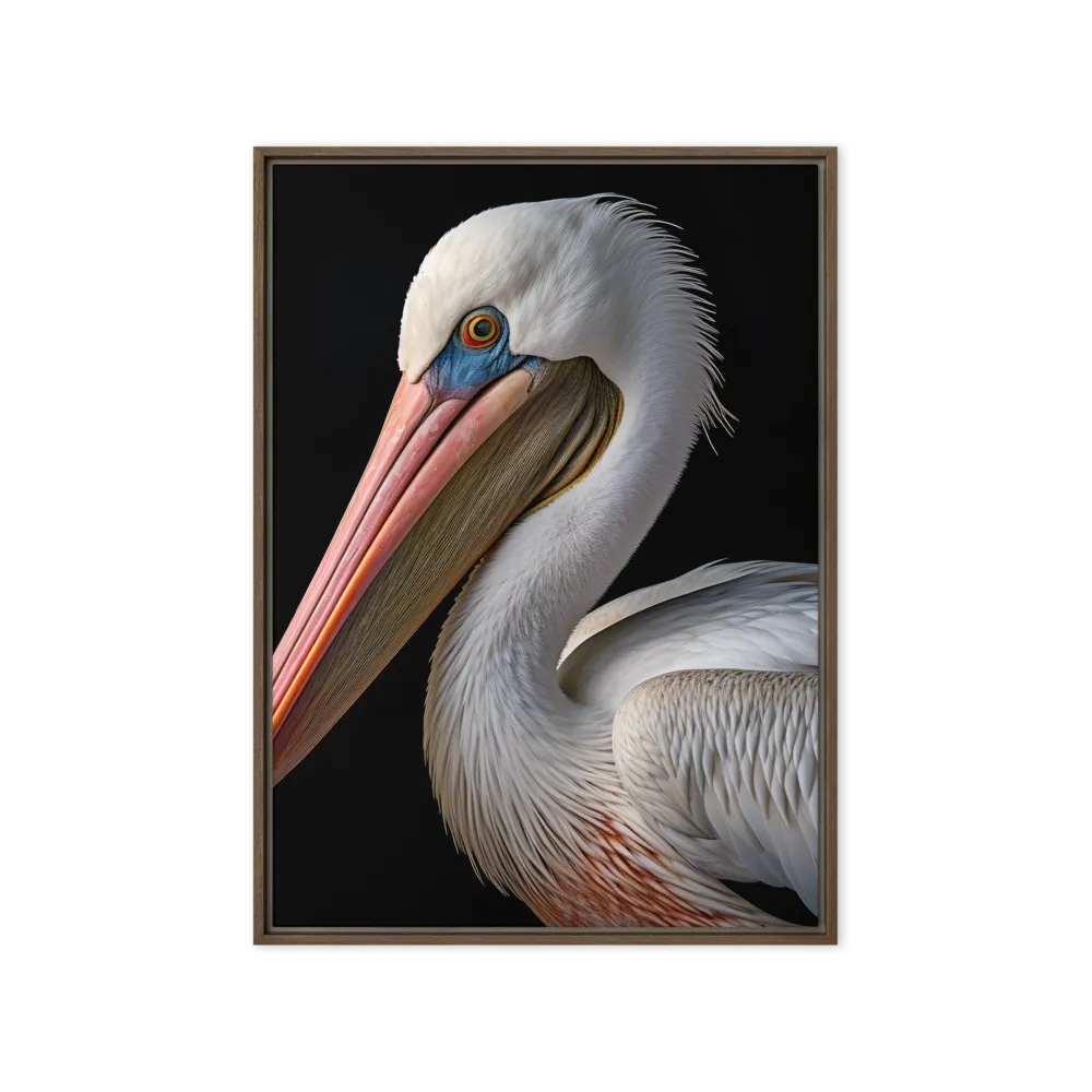 Elegance in White: The Pelican | Canvas with Brown Frame | 20″×28″