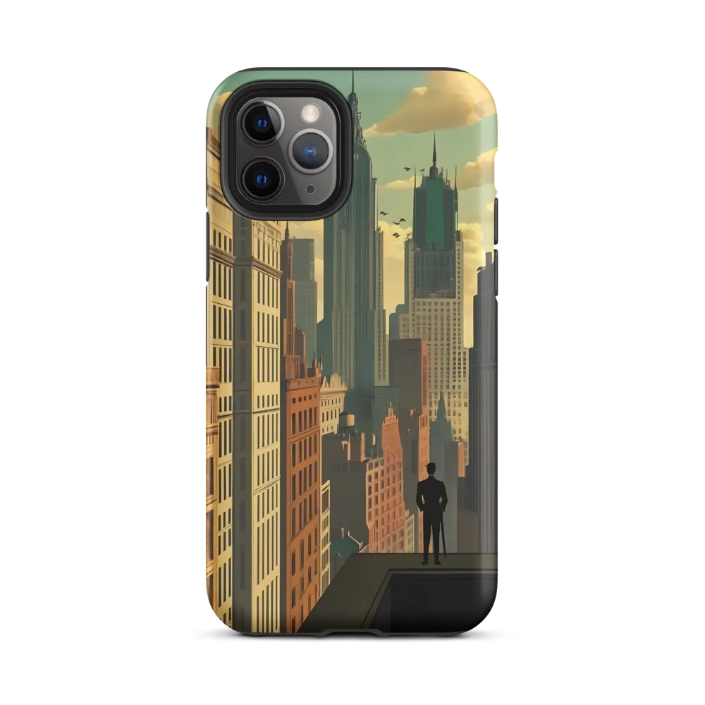 Urban Dreams: A Silhouette in Art Deco Cityscape