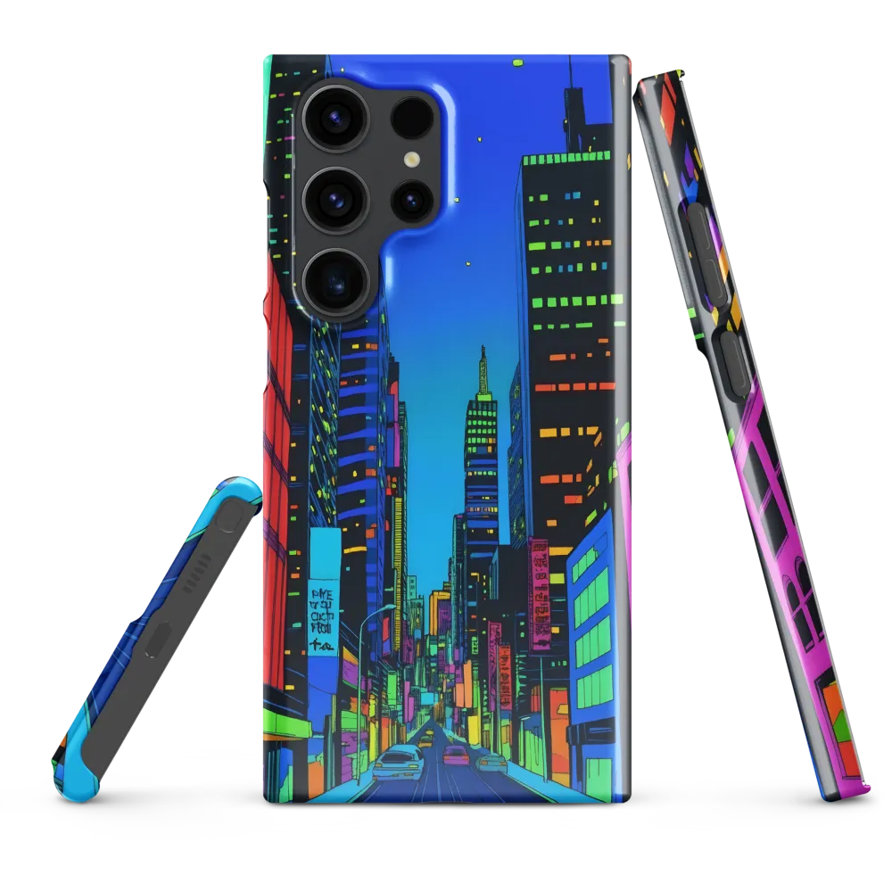 Neon Dreamscape: A Futuristic City at Dusk | Phone Case |  S23 Ultra | Snap Case | Glossy
