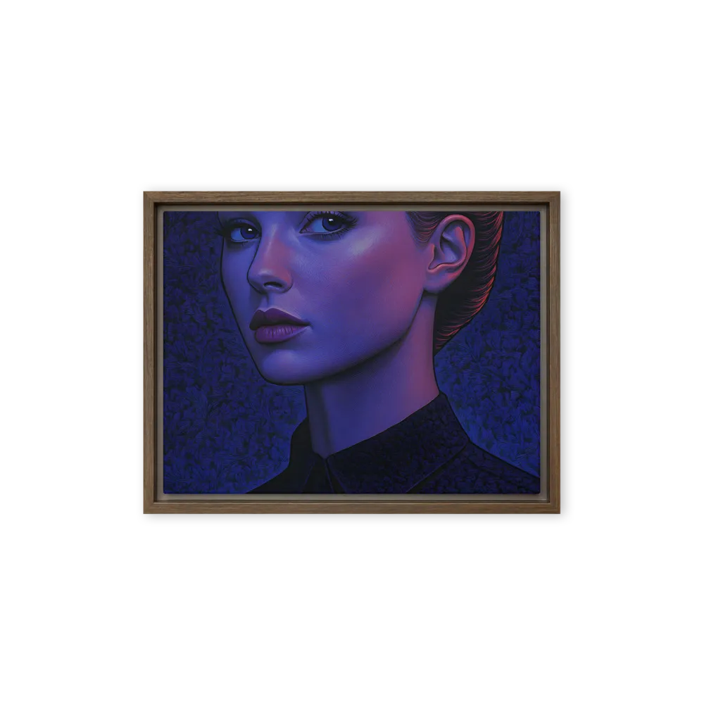 Ethereal Portrait in Blue and Red | Canvas with Brown Frame | 12″×16″