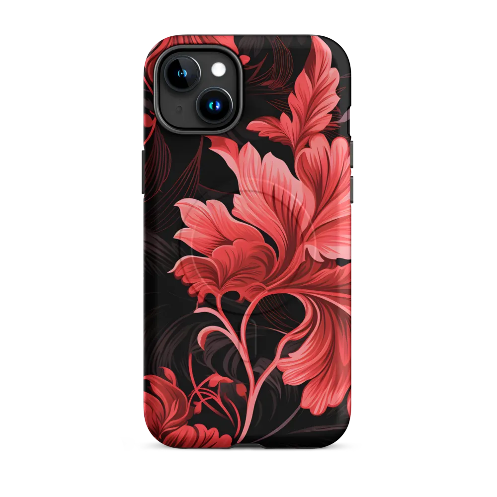 Tropical Elegance in Red | Phone Case |  15 Plus | MagSafe® Tough Case | Matte