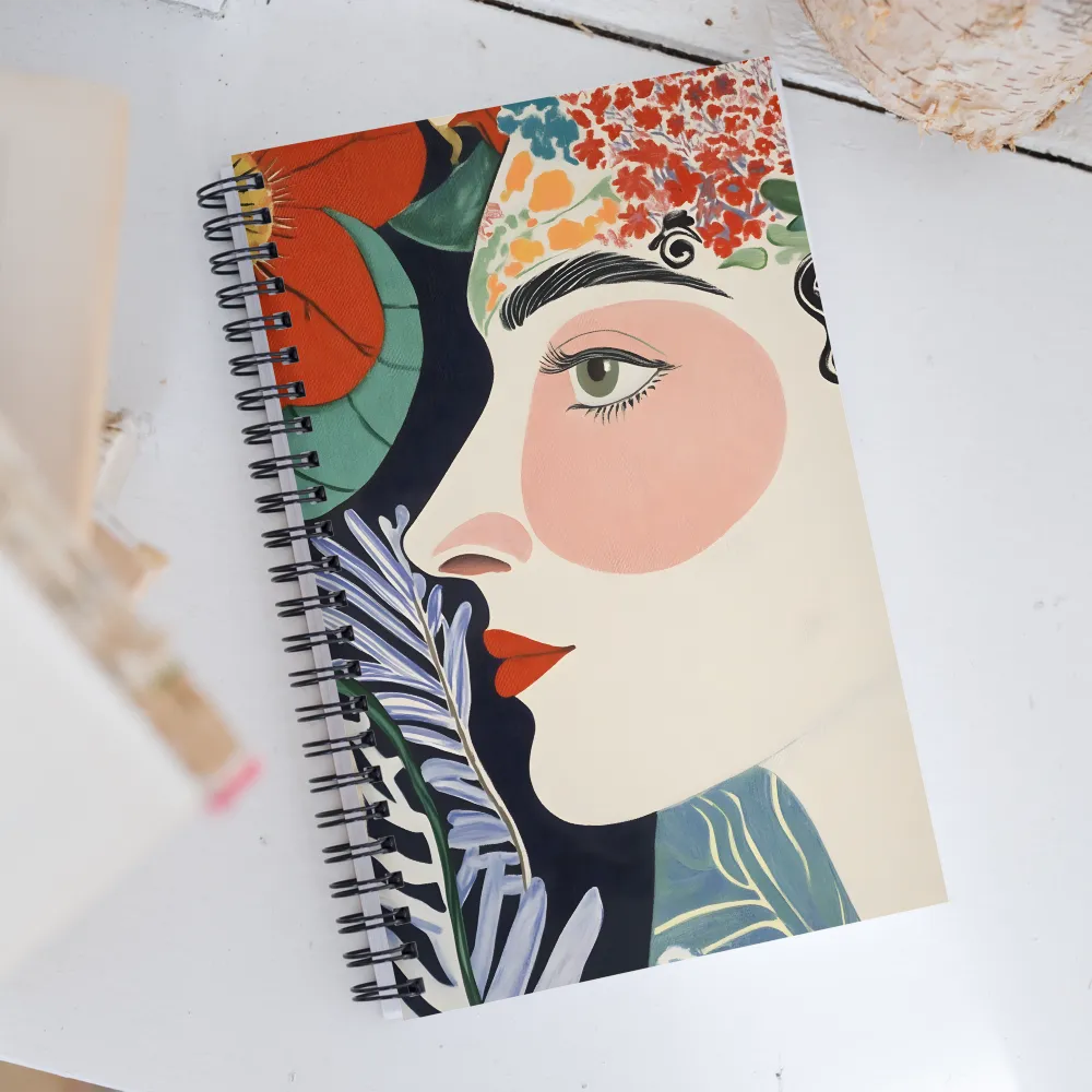 Floral Serenade: A Modern Portrait | Spiral Notebook