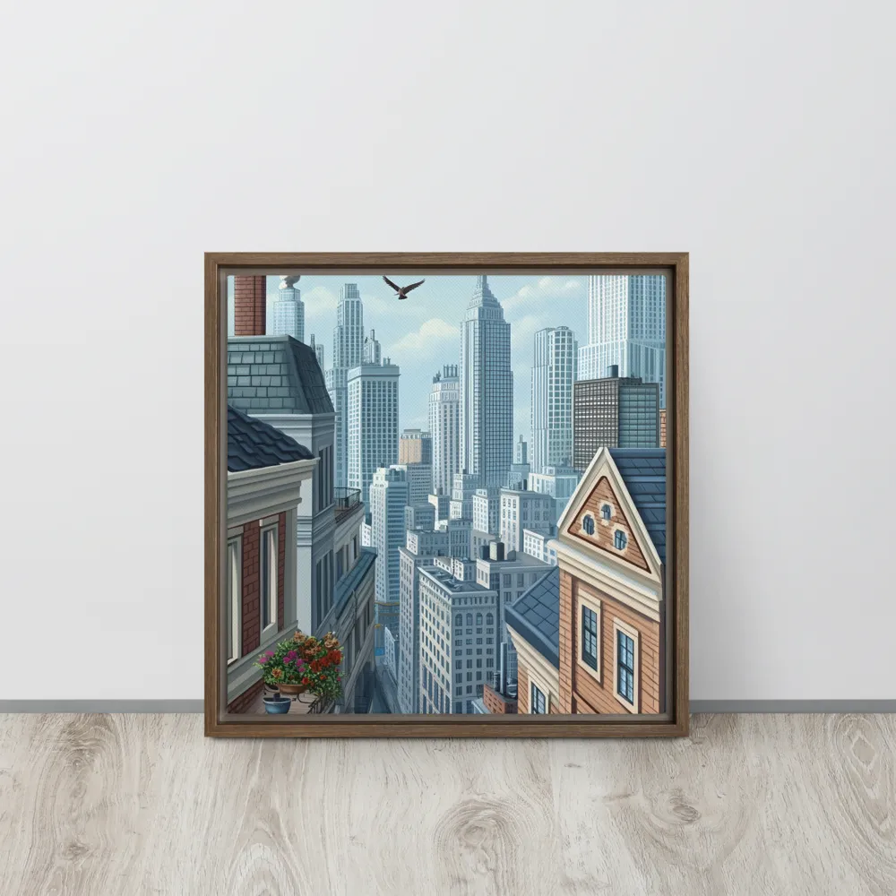 Urban Symphony | Canvas with Brown Frame | 16″×16″