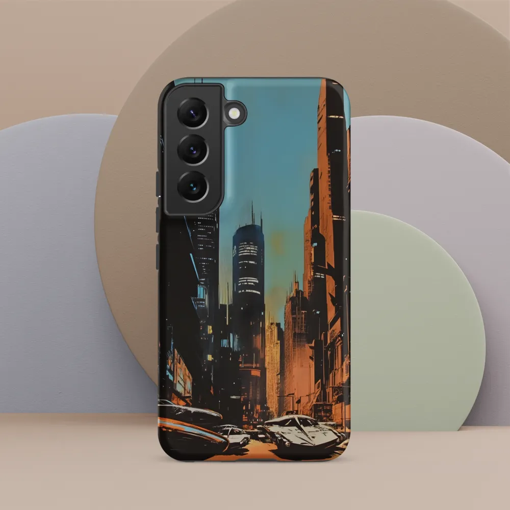 Futuristic Cityscape in Blue and Orange