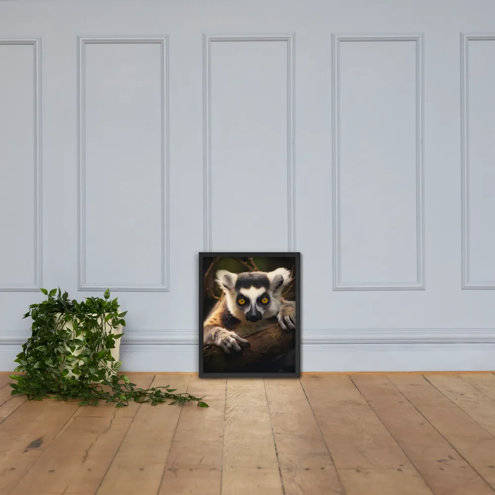 The Watchful Lemur | Poster with Black Frame | 16″×20″