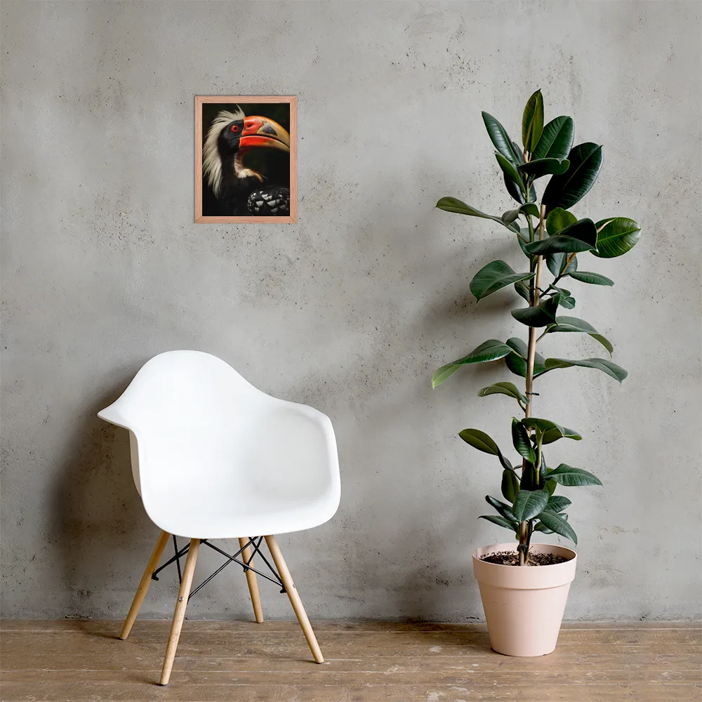 Majesty of the Hornbill | Poster with Red oak Frame | 11″×14″