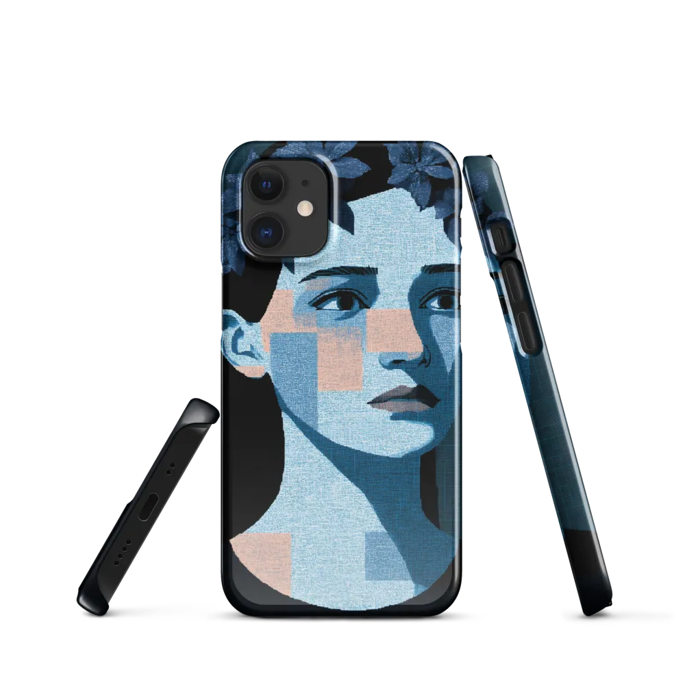Grid-Wreathed Cyan Portrait