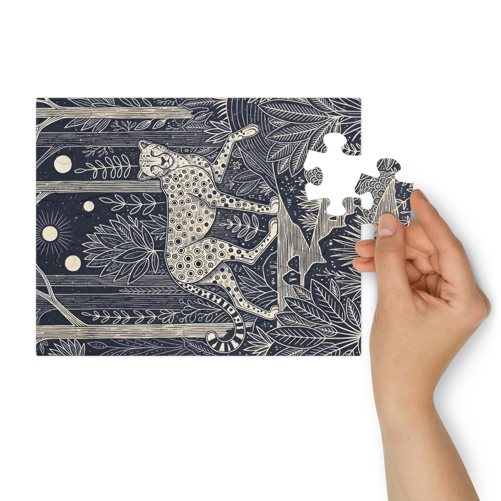 Moonlit Forest Leopard 
 Jigsaw Puzzle in Tin Box