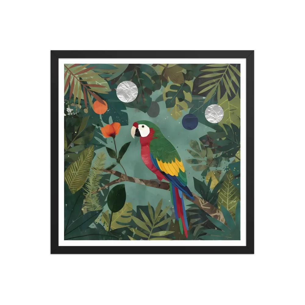 Canopy Parrot 
 Poster with Black Frame | 18″x 18″