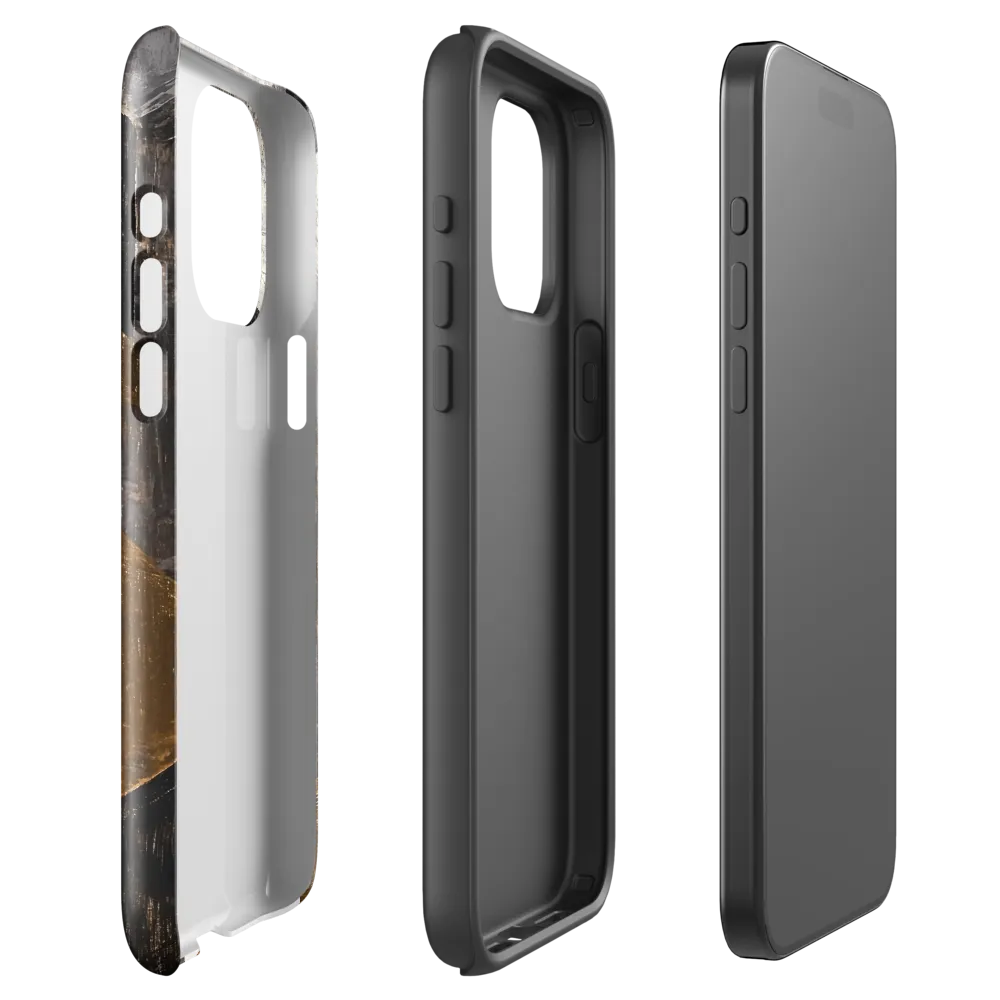 Geometric Harmony in Gold and Black | Phone Case |  15 Pro Max | Tough Case | Glossy