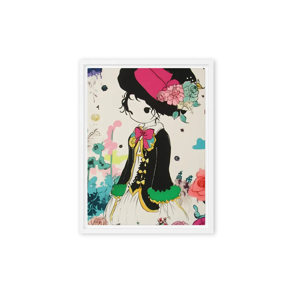 Whimsical Garden Reverie | Canvas with White Frame | 9″×12″