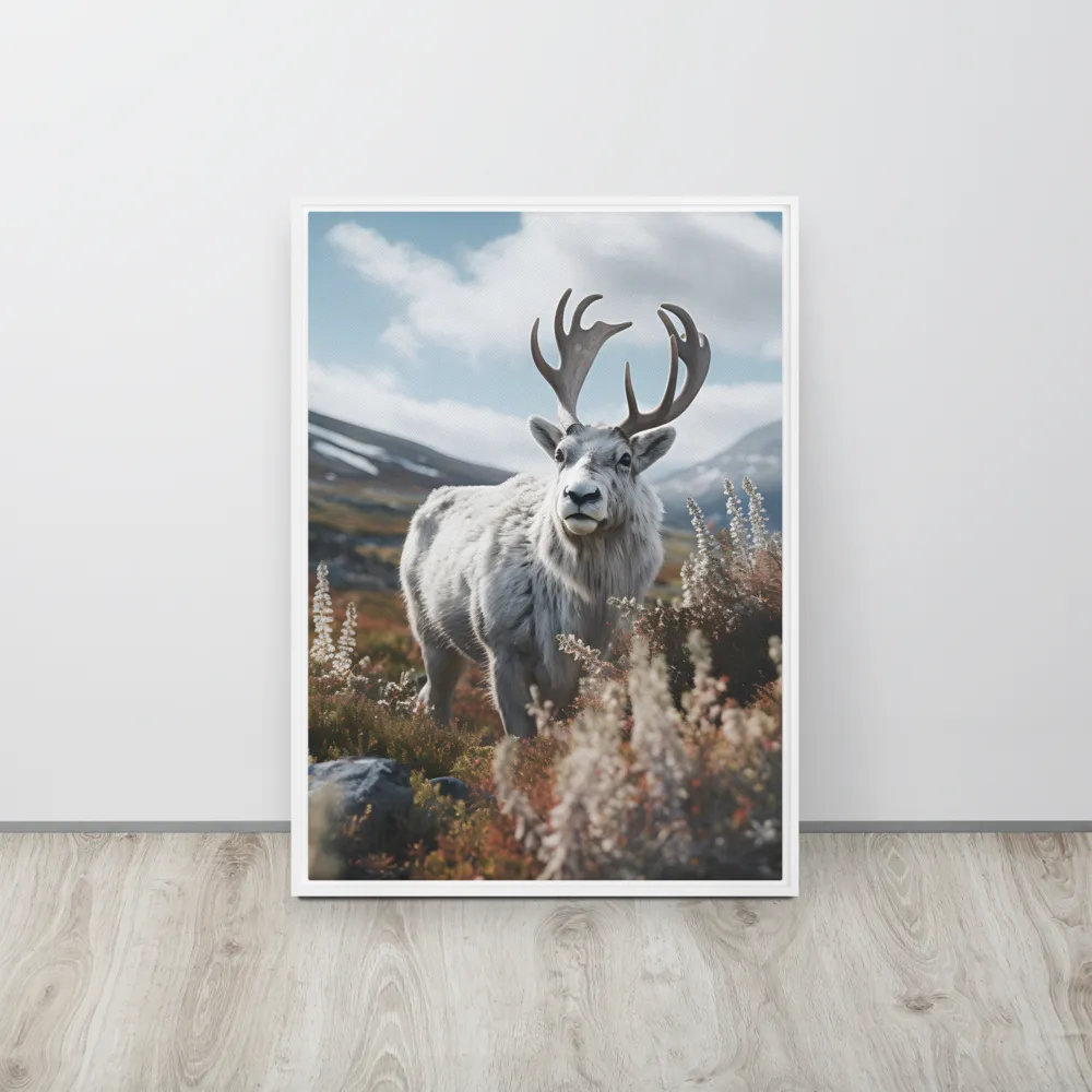 Majestic Harmony: The Reindeer in Nature | Canvas with White Frame | 20″×28″