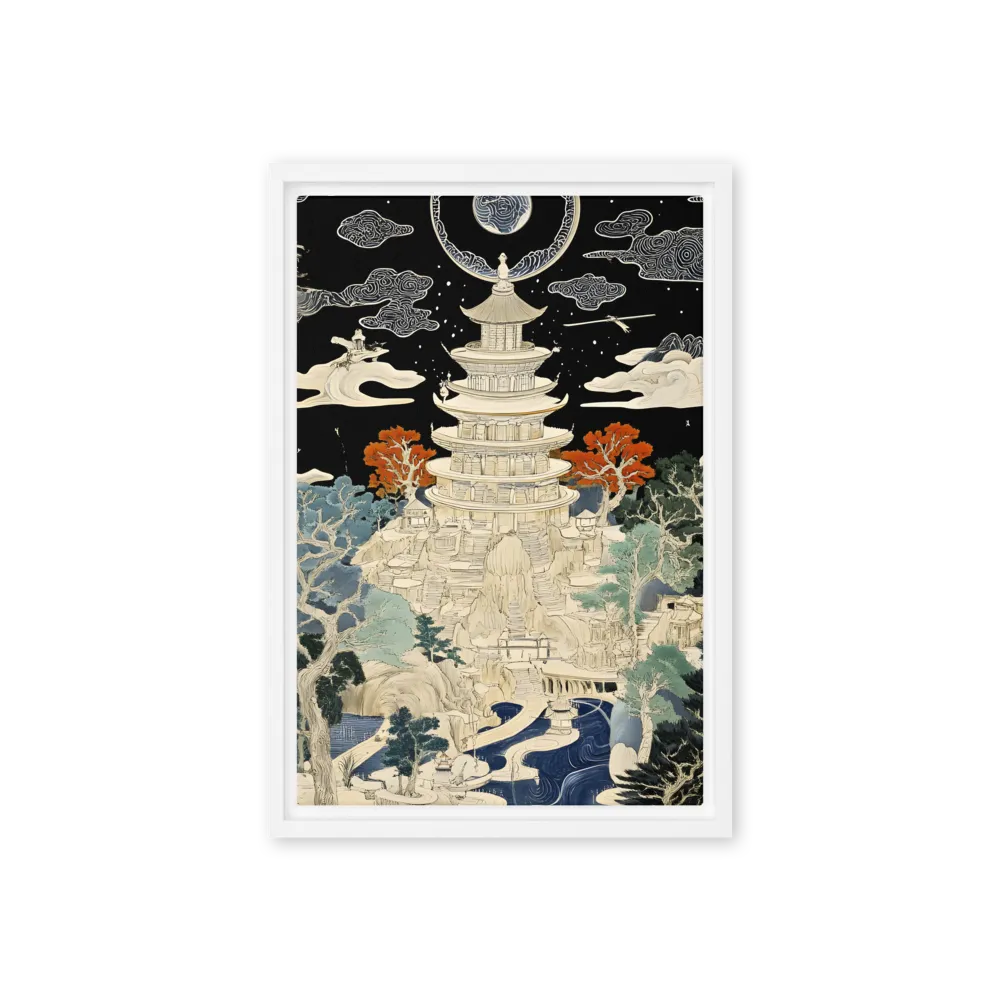 Whispers of the Pagoda | Canvas with White Frame | 12″×18″