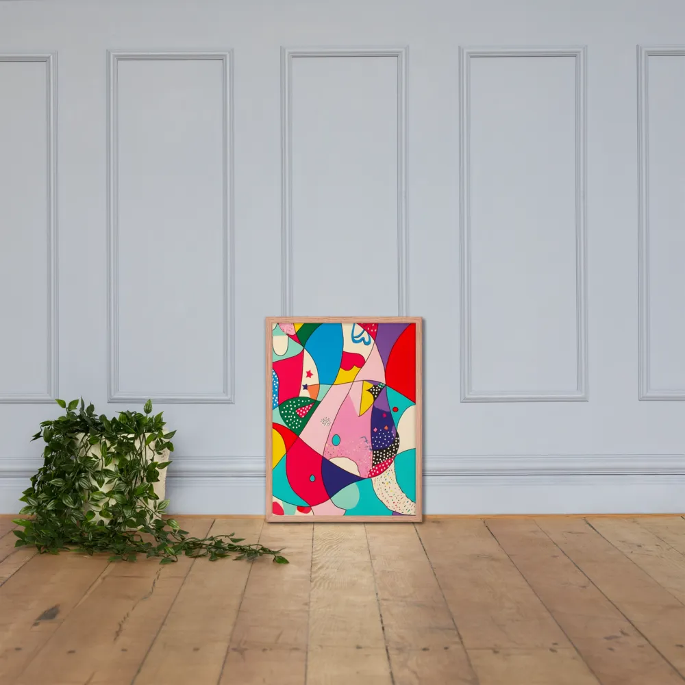 Playful Geometry in Color | Poster with Red oak Frame | 18″×24″