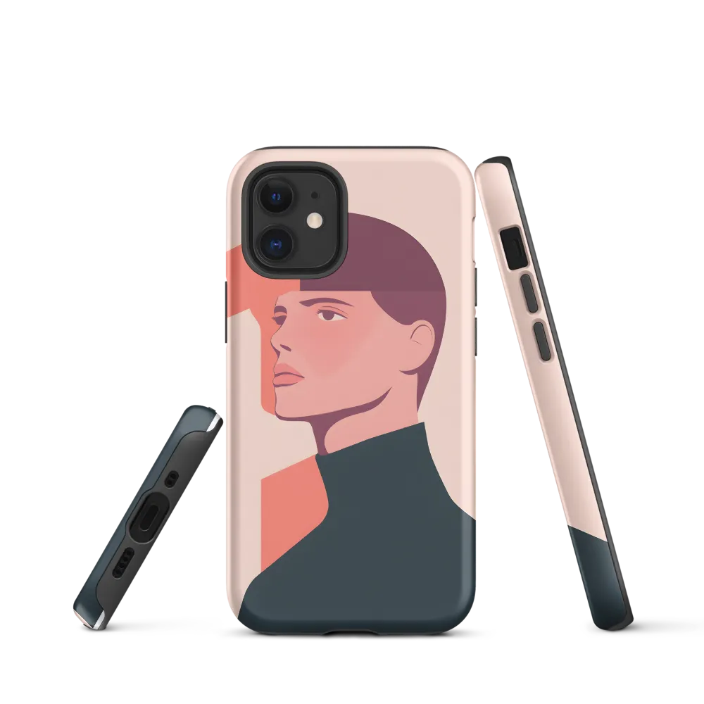 Contemplative Portrait in Minimalism | Phone Case |  12 mini | Tough Case | Matte