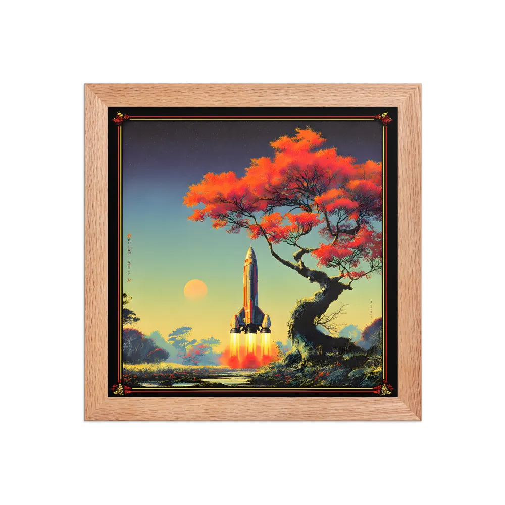 Autumn Launch 
 Poster with Red oak Frame | 10″x 10″