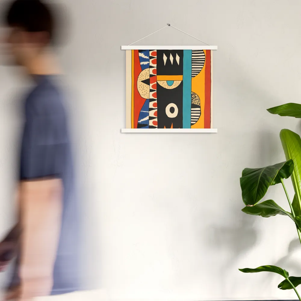 Playful Geometry: A Modern Abstract Exploration | Poster With White Wood Hanger | 18″×18″