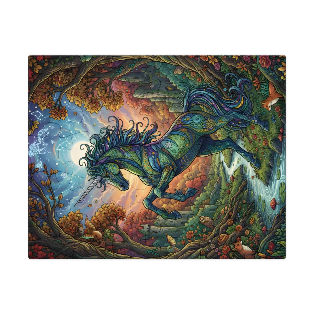 Moonlit Unicorn 
 Jigsaw Puzzle in Tin Box