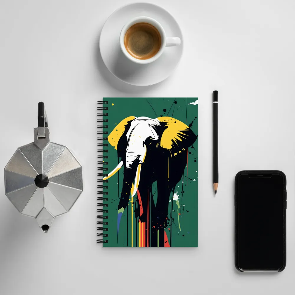 Majestic Minimalism: The Colorful Elephant | Spiral Notebook