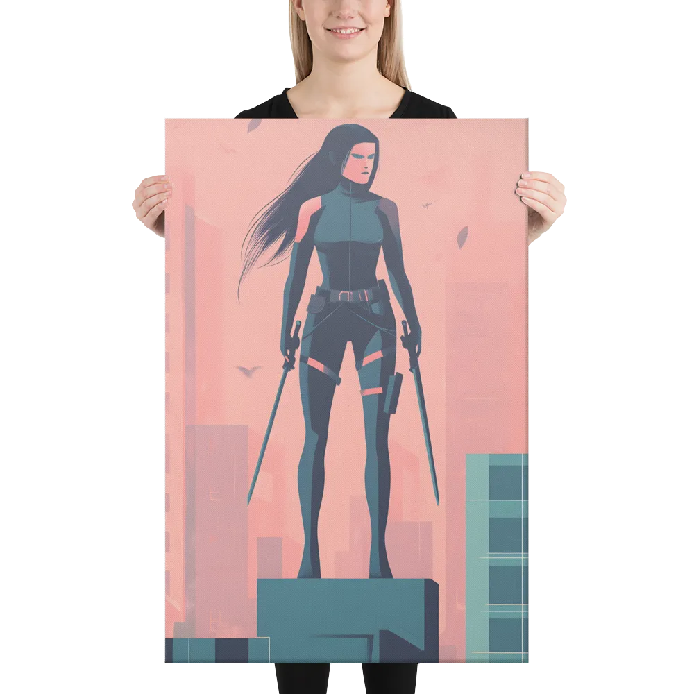 Urban Sentinel: A Warrior's Stand | Canvas | 24″×36″