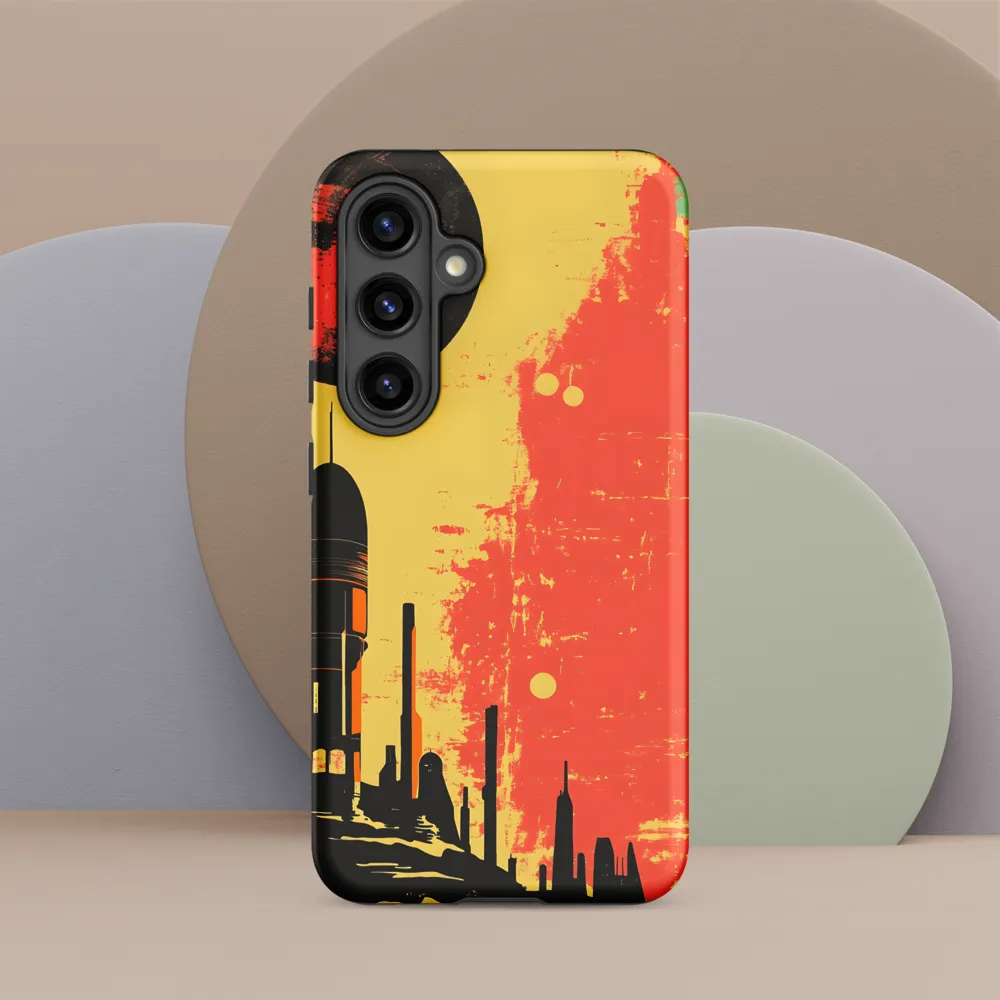 Journey to the Stars: A Retro-Futuristic Landscape | Phone Case |  S24 | Tough Case | Matte