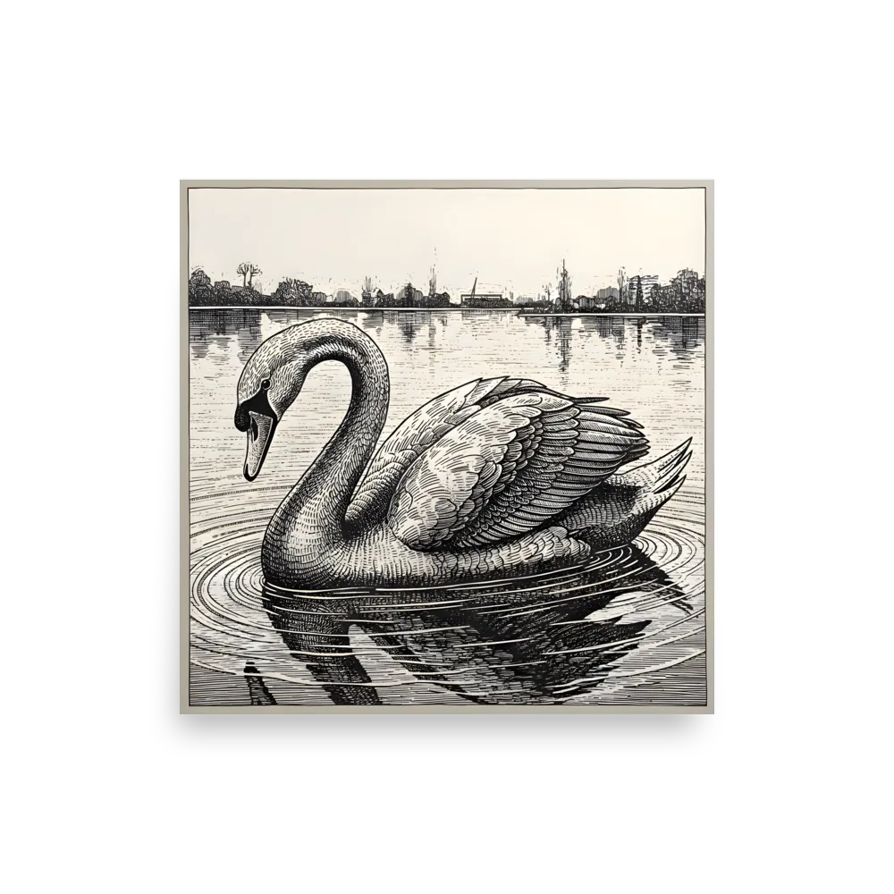 Etched Swan 
 Poster | 16″x 16″