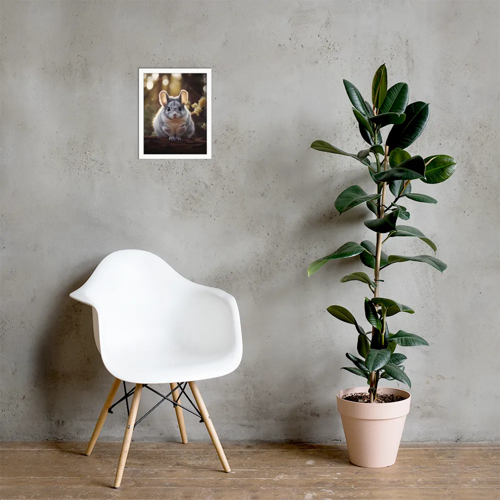 Curious Chinchilla in the Forest | Poster with White Frame | 11″×14″