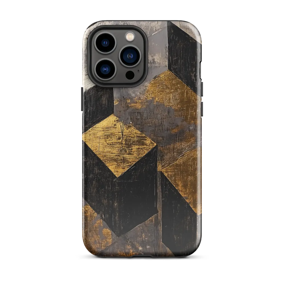 Geometric Harmony in Gold and Black | Phone Case |  13 Pro Max | Tough Case | Glossy