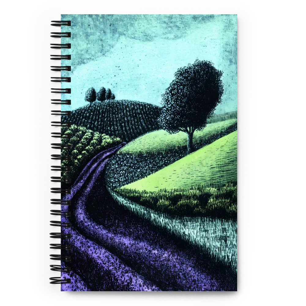 Winding Serenity: A Modern Landscape | Spiral Notebook