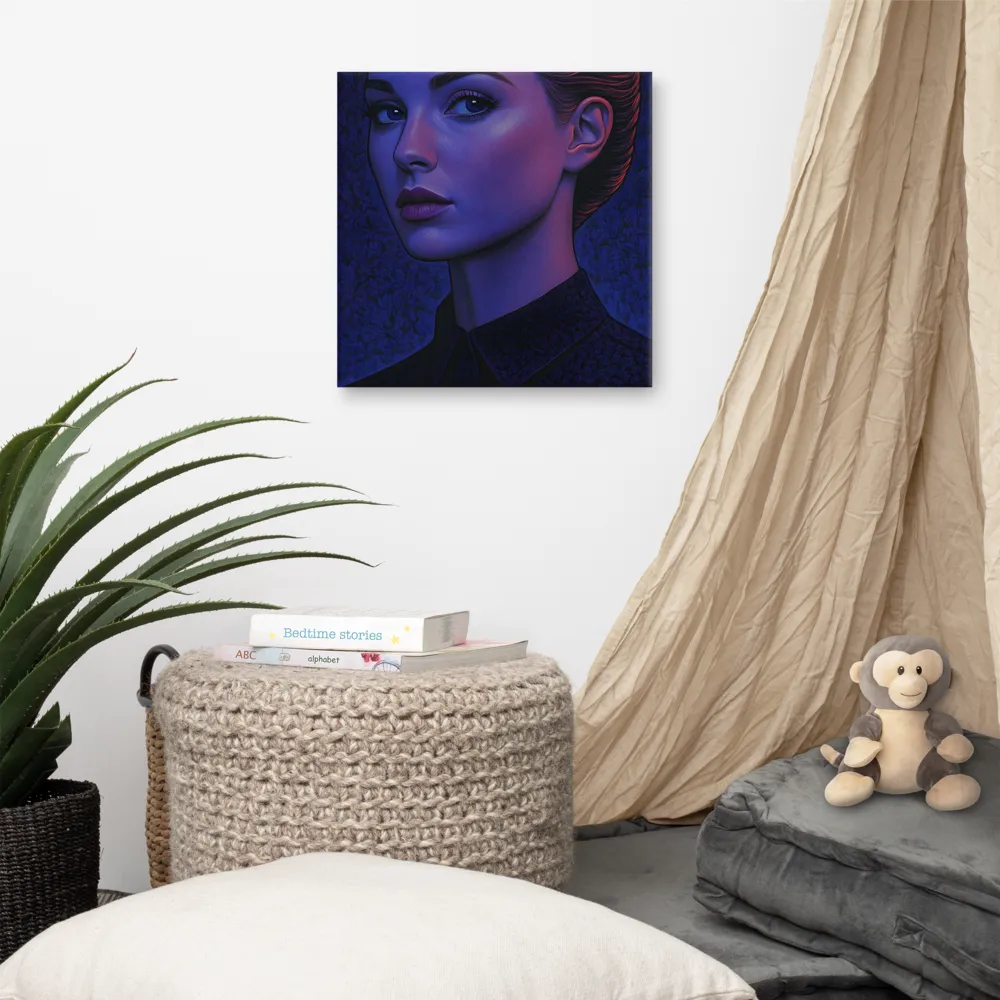 Ethereal Portrait in Blue and Red | Canvas | 16″×16″