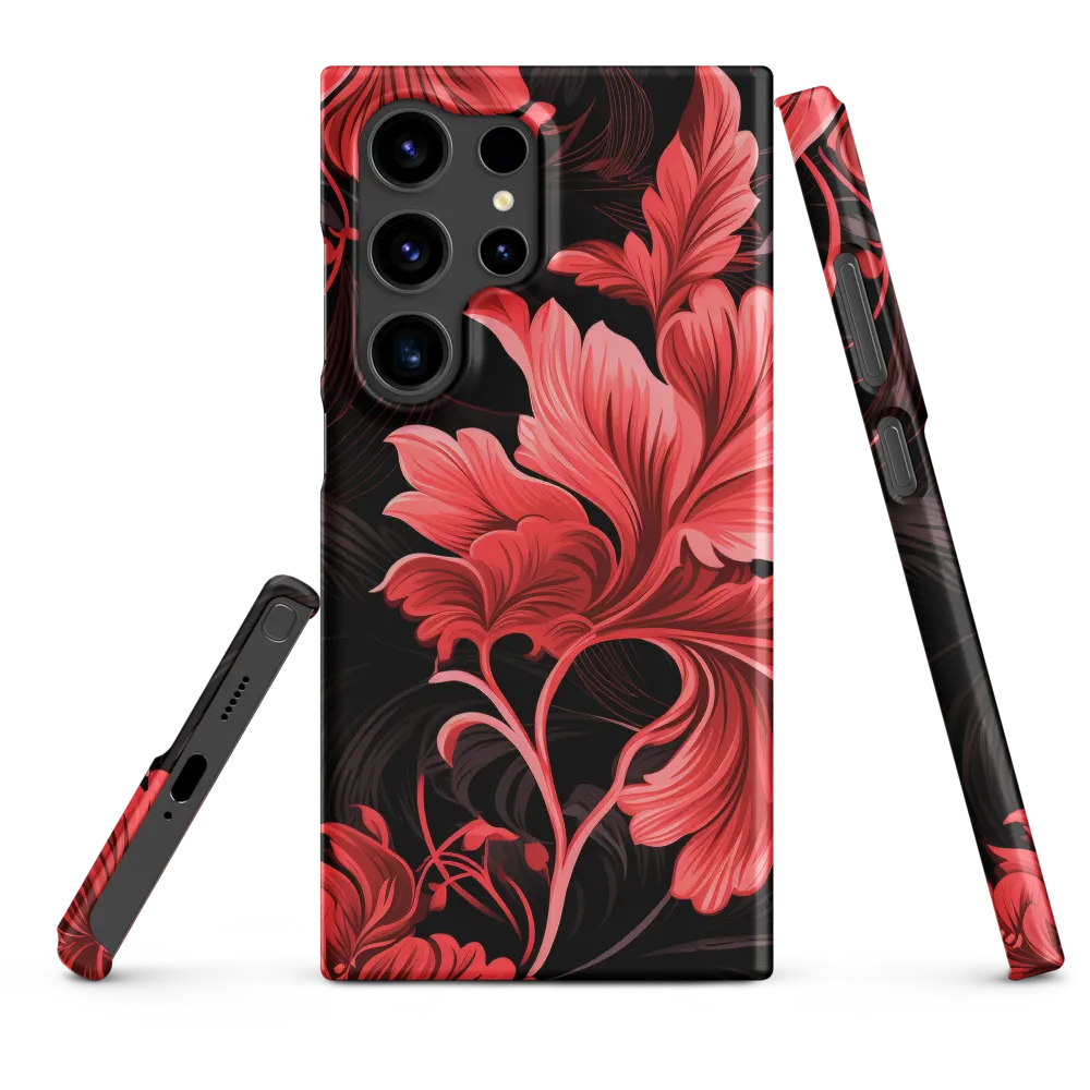 Tropical Elegance in Red | Phone Case |  S24 Ultra | Snap Case | Matte