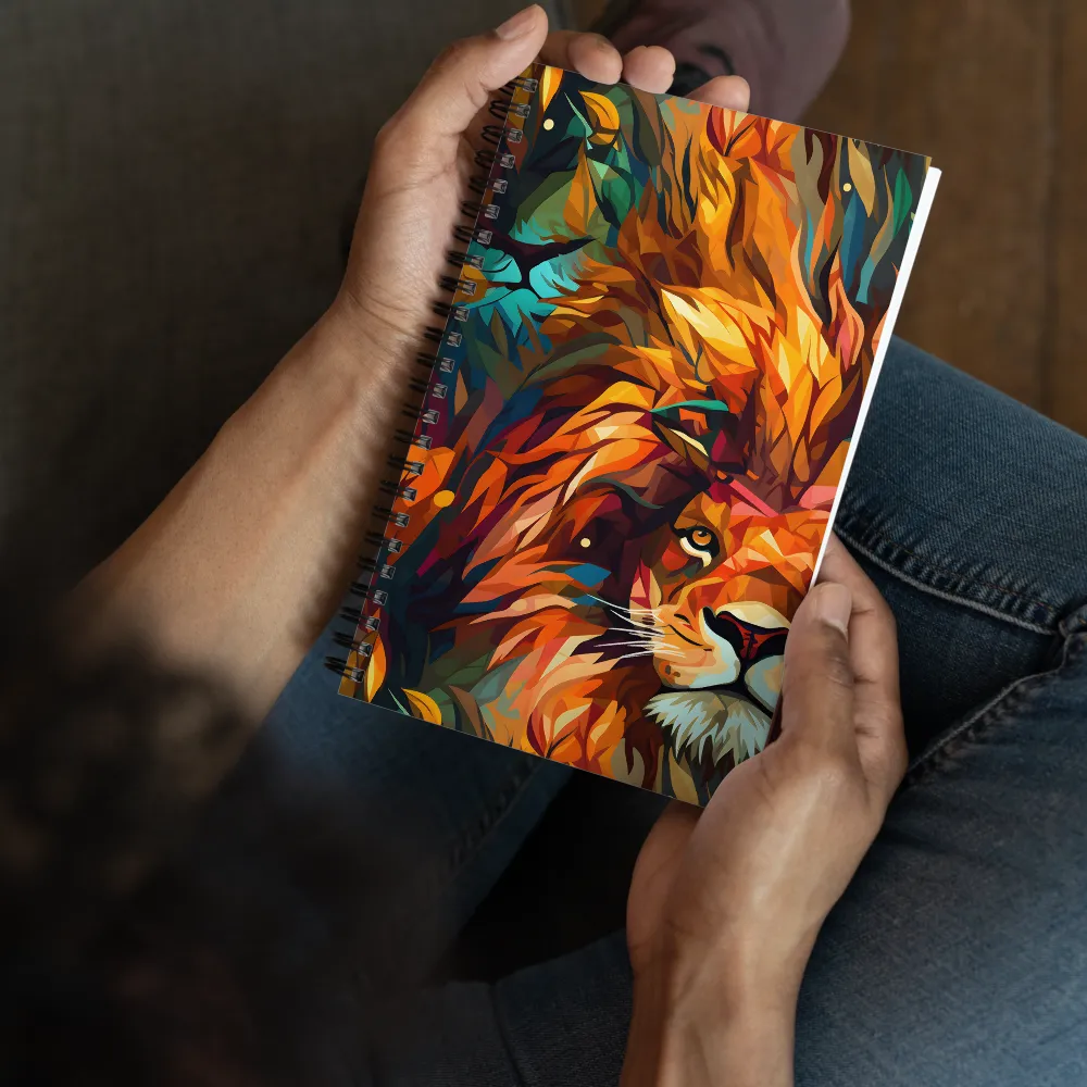 Majestic Gaze: The Polygonal Lion | Spiral Notebook