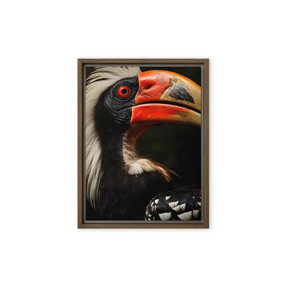 Majesty of the Hornbill | Canvas with Brown Frame | 9″×12″