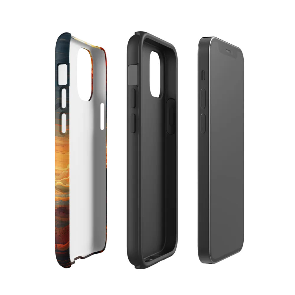 Ethereal Sunset: A Serene Landscape in Flowing Forms | Phone Case |  12 mini | Tough Case | Matte