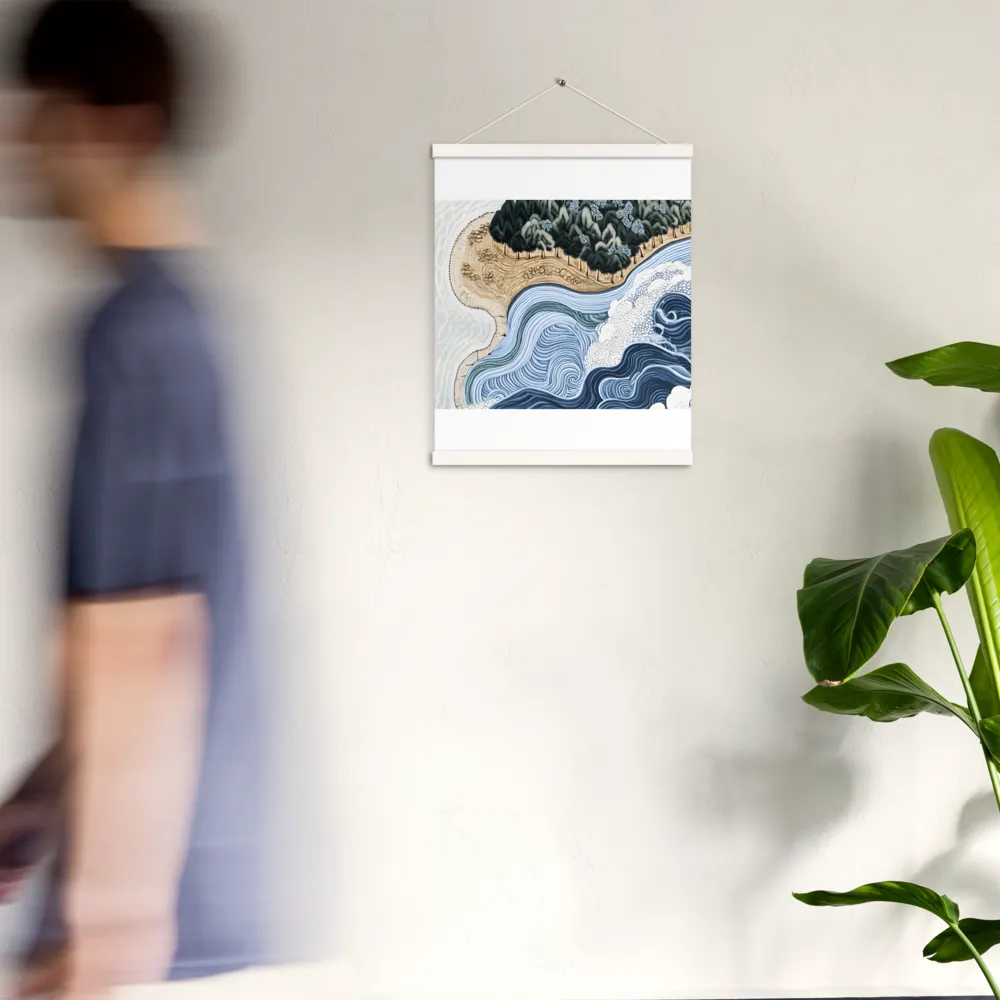 Oceanic Harmony: A Tranquil Landscape | Poster With White Wood Hanger | 16″×20″