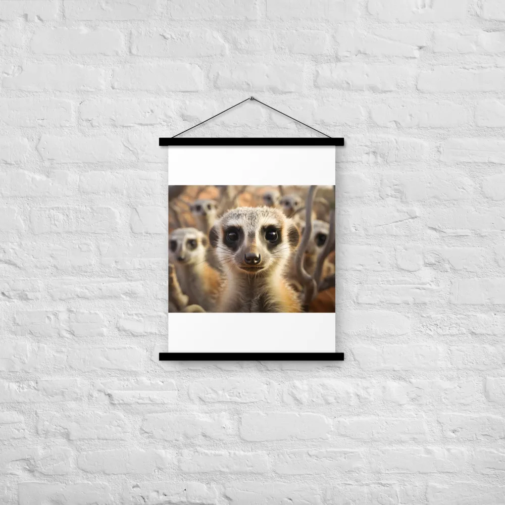 Curious Meerkats in Community | Poster With Black Wood Hanger | 18″×24″