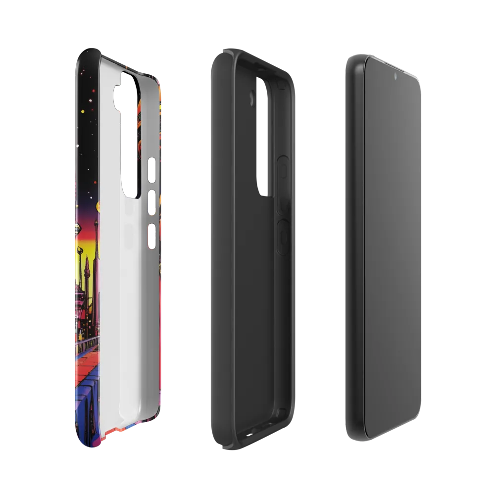 Futuristic Cosmos: A Journey Through Neon Cities | Phone Case |  S22 | Tough Case | Glossy