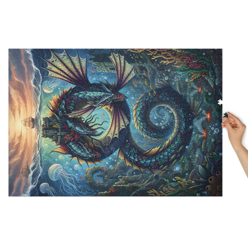 Depths of the Sea Serpent 
 Jigsaw Puzzle in Tin Box